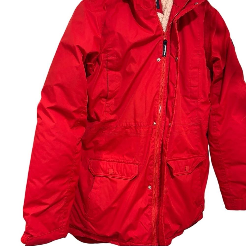 LANDS END Boys’ Expedition Parka Red Down Puffer Jacket with Fur Hood Size XXL - Picture 4 of 13